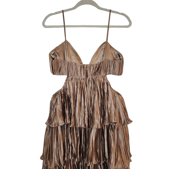 BHLDN Anthropoligie by Carly Cushnie Brenna Tiered Pleated Cutout Midi D… - Picture 10 of 11